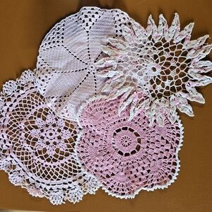Set of Pink Crochet Doilies